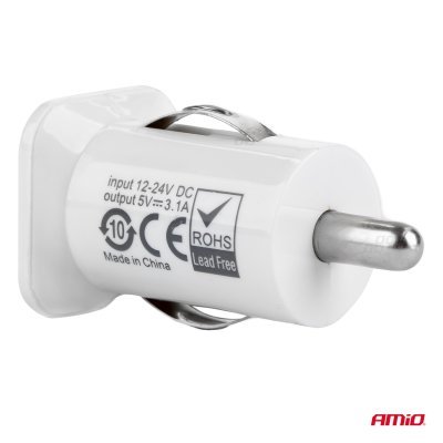 Autonabíjačka mobilného telefónu s 2xUSB biela PCH-01