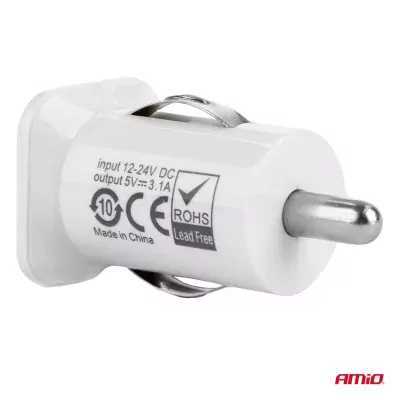 Autonabíjačka mobilného telefónu s 2xUSB biela PCH-01