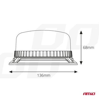 Výstražný maják pevný W03B na 3 skrutky R65 R10 36LED 12 / 24V IP56