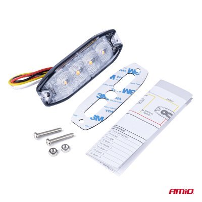 Výstražné osvetlenie oranžové 4x3W LED R65 R10 12/24V IP67