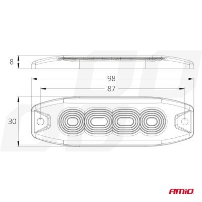 Výstražné osvetlenie oranžové 4x3W LED R65 R10 12/24V IP67