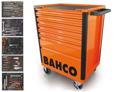 BAHCO 1472K7 dielenský vozík so 7 zásuvkami, 300 ks náradia, oranžový