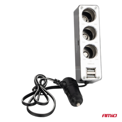 Roztrojka autozapaľovača + USB SOC3
