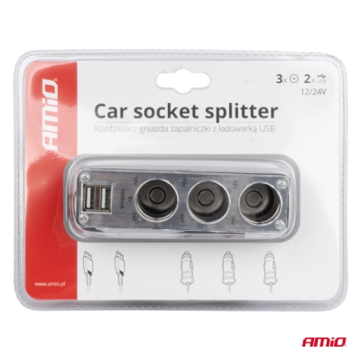 Roztrojka autozapaľovača + USB SOC3