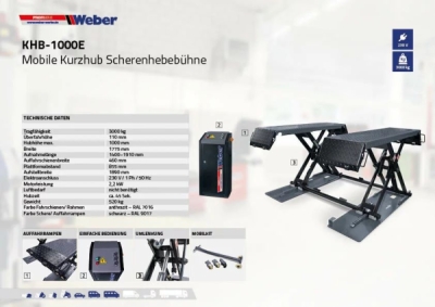 Mobilný 3t nožnicový zdvihák KHB-1000E s nízkym zdvihom