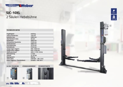 2 stĺpikový prejazdový zdvihák Weber Expert séria SJC-10XL 4,5t