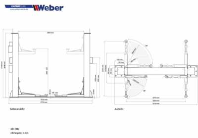2 stĺpikový prejazdový zdvihák Weber Expert séria SJC-10XL 4,5t