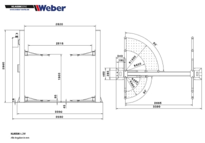 2 stĺpový 4T hydraulický zdvihák Weber Séria Klassik – Klassik 4.2M