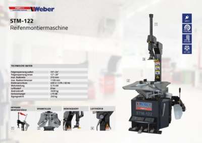 Vyzúvačka automobilových pneumatík Weber Profi Series STM-122 + pomocné rameno