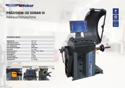 Vyvažovačka kolies automobilu Weber Expert Series Precision-3D Sonar III