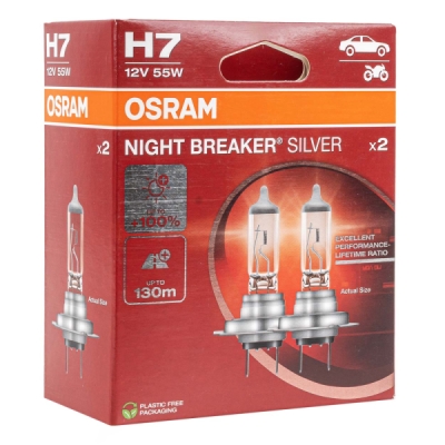 Halogénové žiarovky Osram H7 12V NIGHT BREAKER SILVER +100% 2 ks