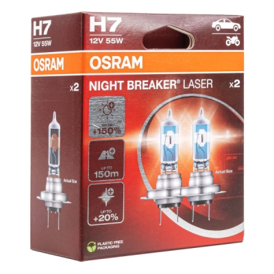 Halogénové žiarovky Osram H7 12V 55W PX26d NIGHT BREAKER LASER +150% 2ks