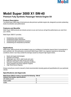 ULJE MOBIL SUPER 3000 X1 5W40 4L
