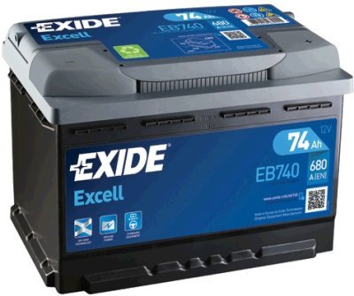 Autobaterie EXIDE Excell 12 V, 74 Ah, 680 A – EB740