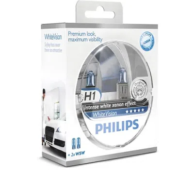 Sada žárovek Philips H1 WhiteVision 12 V 55 W, 2 ks + 2× W5W