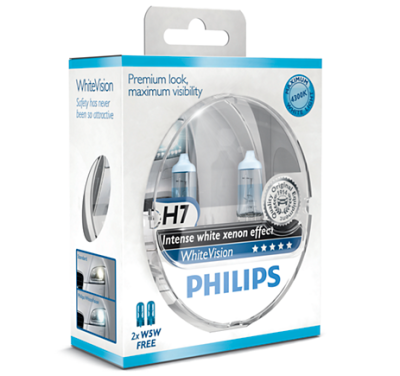 Sada žárovek Philips H7 WhiteVision 12 V 55 W, 2 ks + 2× W5W