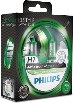 Sada žárovek Philips H7 ColorVision 12 V 55 W, zelené, 2 ks