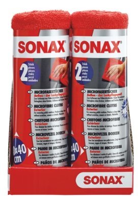 SONAX Utěrka z mikrovlákna na karoserie - červená - 2 ks