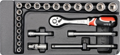 Gola sada 3/8″ v zásuvkové vložce, 22 dílů YATO YT-5542