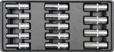 Sada prodloužených hlavic 1/2″ 8–21 mm ve vložce, 14 dílů YATO YT-5539
