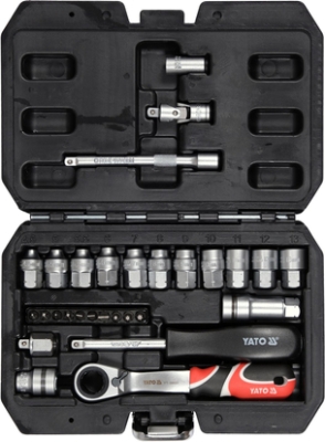 Sada průchozích hlavic SPLINE 1/4″, 29 dílů YATO YT-38650