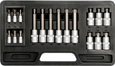 Sada zástrčných hlavic TORX 1/4″ a 1/2″, 18 ks YATO YT-7751