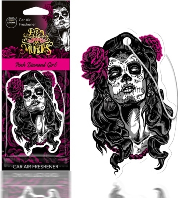 AROMA CAR Muertos Pink Diamond Girl – závěsná vůně do auta, 1 ks