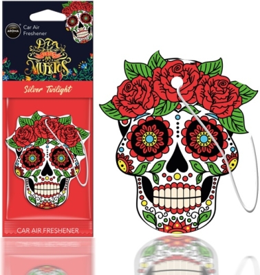 AROMA CAR Muertos Silver Tatoo – závěsná vůně do auta, 1 ks