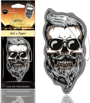 AROMA CAR Muertos Oud&Pepper Skull – závěsná vůně do auta, 1 ks