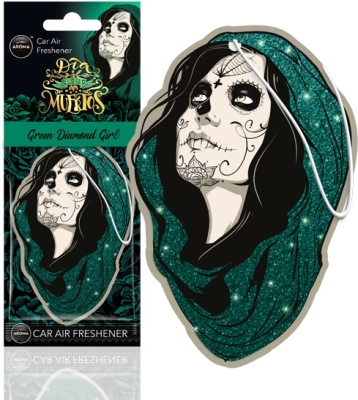AROMA CAR Muertos Green Diamond Girl – závěsná vůně do auta, 1 ks