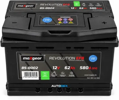 Autobaterie MAXGEAR EFB 12 V, 62 Ah, 580 A – 85-0002
