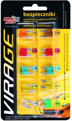 Autopojistky VIRAGE MINI, mix 5–30 A, sada 10 ks – 94-016