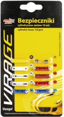 Válcové autopojistky VIRAGE, mix, sada 10 ks – 94-038