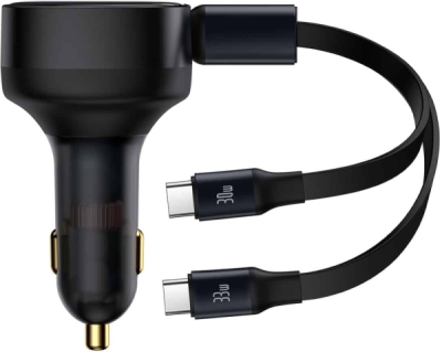 Baseus Enjoyment – autonabíječka se dvěma USB-C kabely, 33 W