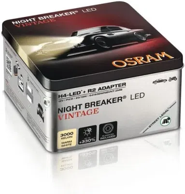 LED žárovka OSRAM 64193DWNBVNT-2MB – NIGHT BREAKER LED VINTAGE, H4/R2, 12 V, 3000 K