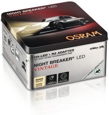 LED žárovka OSRAM 64193DWNBVNT-2MB – NIGHT BREAKER LED VINTAGE, H4/R2, 12 V, 3000 K
