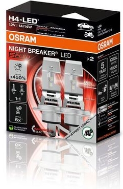 LED žárovka OSRAM 64193DWNBSP-2HB – NIGHT BREAKER LED SPEED, H4, 12 V, 6000 K