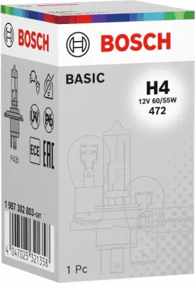 BOSCH 1 987 302 803 – halogenová žárovka H4, 12 V, 60/55 W – Basic