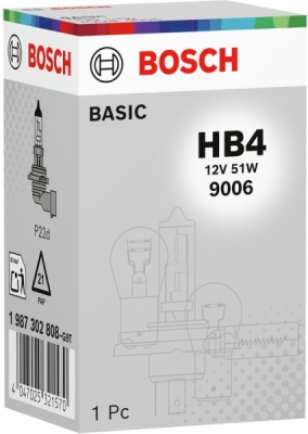 BOSCH 1 987 302 808 – halogenová žárovka HB4, 12 V, 51 W – Basic