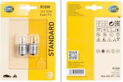 Sada 2 žárovek HELLA R10W 12 V 10 W, BA15s – Standard