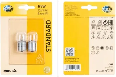 Sada 2 žárovek HELLA R5W 12 V 5 W, BA15s – Standard