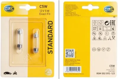 Sada 2 žárovek HELLA C5W 12 V 5 W, SV8.5-8 – Standard