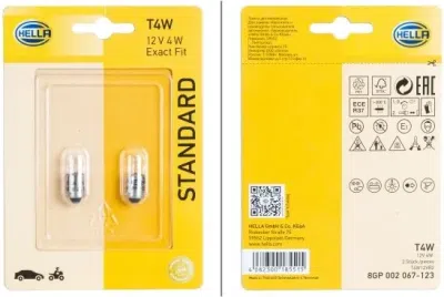Sada 2 žárovek HELLA T4W 12 V 4 W, BA9s – Standard