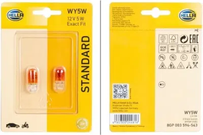 Sada 2 žárovek HELLA WY5W 12 V 5 W, W2.1x9.5 – Standard