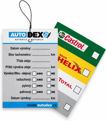 AUTODEX – závěsný štítek pro výměnu oleje a filtrů