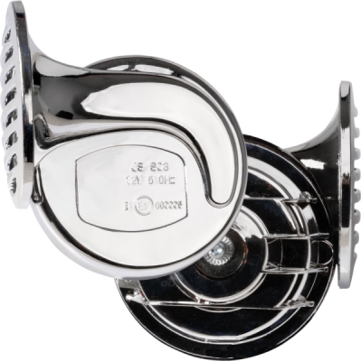 AMIO CHR-01 01715 – dvoutónové chromované klaksony, 12 V, 2 ks