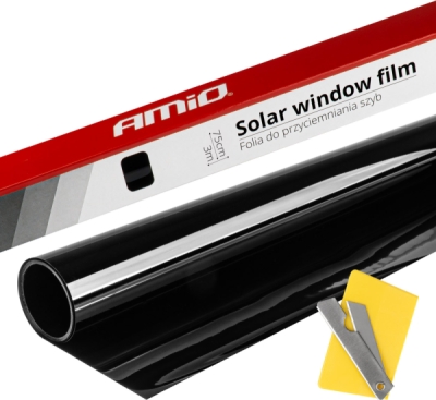 AMIO 02937 – černá tónovací fólie na sklo, 75 × 300 cm, propustnost přibližně 1 %