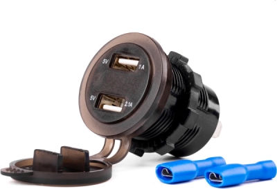 AMIO 02856 – vestavná nabíječka 2× USB, 12/24 V