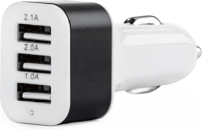 AMIO 01027 – bílá autonabíječka PCH-03, 3× USB, 12/24 V