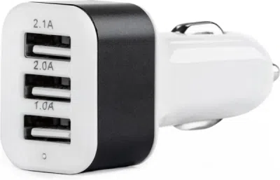 AMIO 01027 – bílá autonabíječka PCH-03, 3× USB, 12/24 V